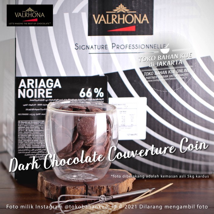 

Valrhona Ariaga Noire 66% 100gr Dark Chocolate Couverture Coin Cokelat