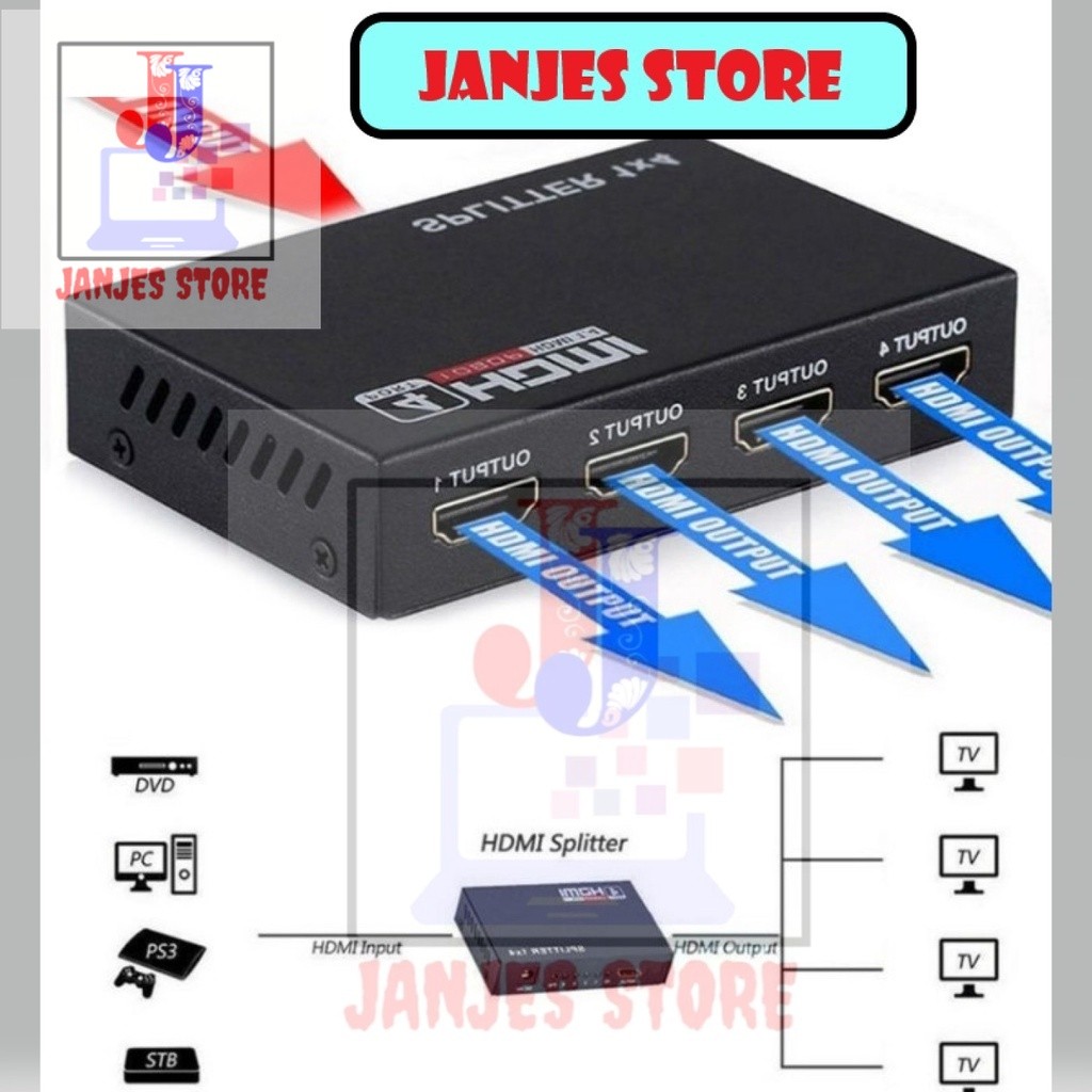 HDMI SPLITTER 4 PORT (IN : 1, OUT : 4) CONVERTER SPLITTER HDMI 4 PORT 2 PORT FULL HD