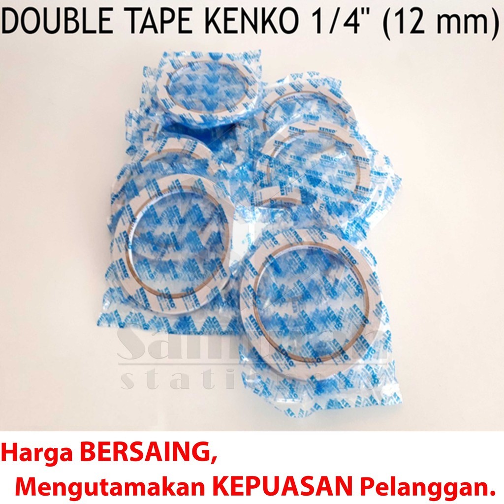 

Double Tape Kenko Lebar 6 mm 1/4 Inch 15 Yard / Dobel Tip 1/4" 1 cm / Lem 2 Sisi 0.25 In