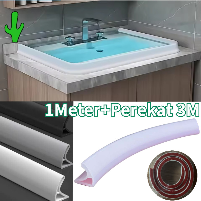 1Meter + Dengan Perekat 3M Tali Silikon Pembatas Air Shower/Wastafel Tanpa Bingkai Untuk Kamar Mandi