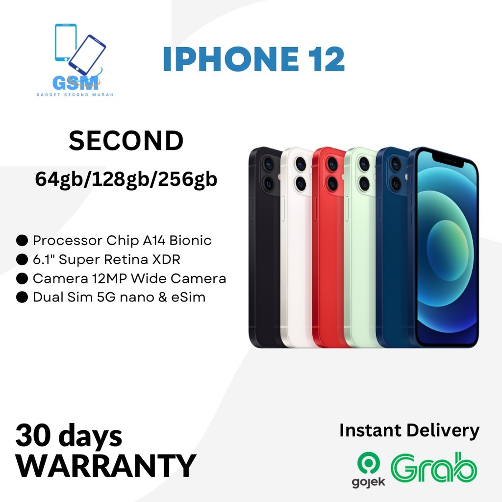 IPHONE 12 64GB 128GB 256GB Second Fullset Bukan Sim Lock