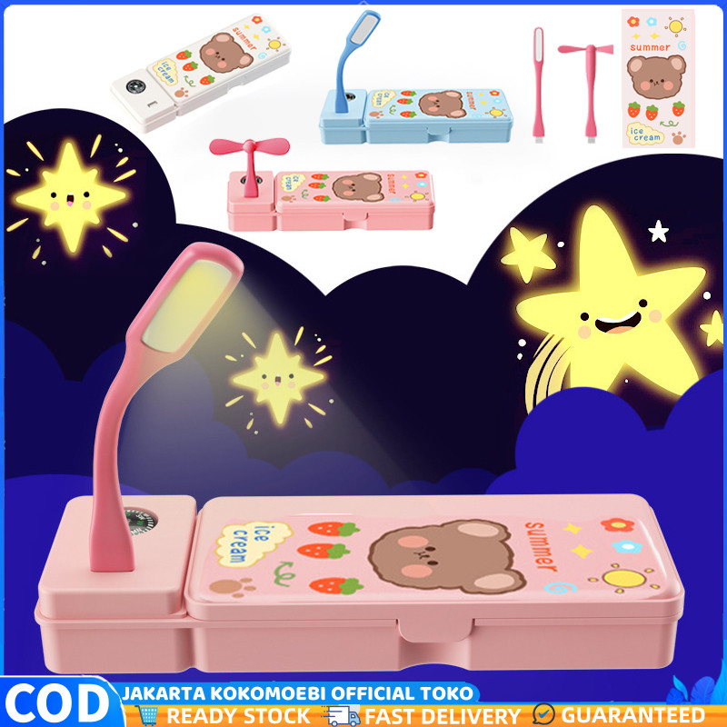 

3 IN 1 Kotak Pensil Multifungsi Kotak Alat Tulis Stationery Case Kotak Pensil Kipas Angin Lampu Meja Kecil Kotak Penyimpanan Perlengkapan Belajar Kotak Pensil Multifungsi Kado Anak