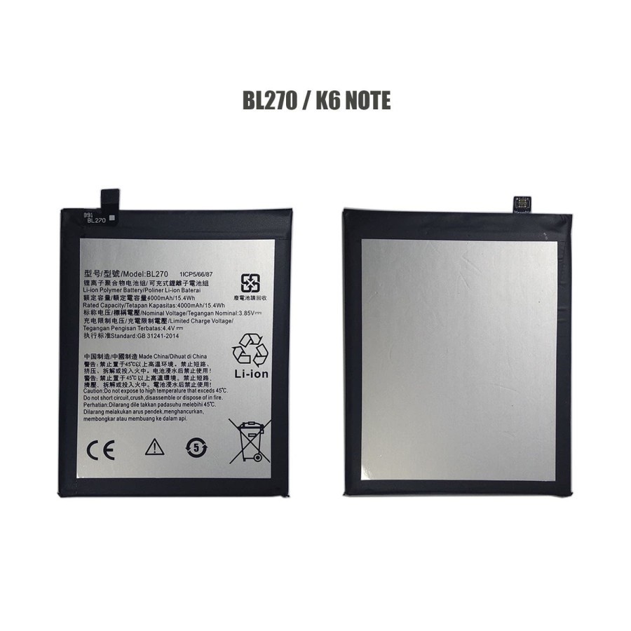 BATERAI LENO BL270 / K6 NOTE / MOTO G6 PLAY BATTERY