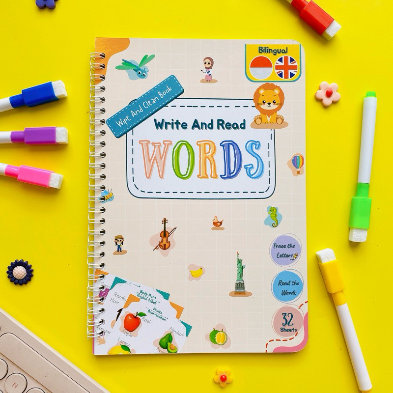 Terlaris Buku Edukasi Anak Belajar Menulis Dan Membaca Write And Read Words Bilingual Buku Aktifitas