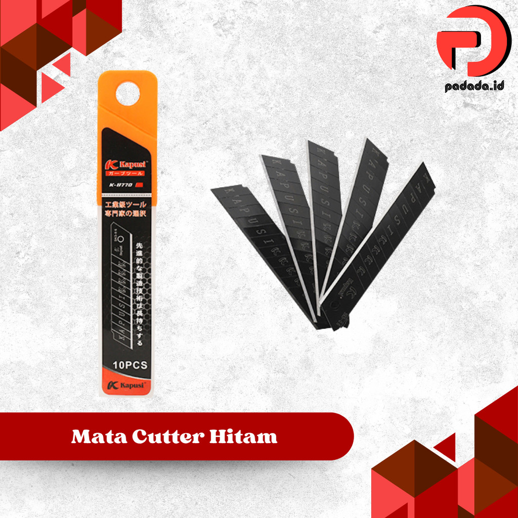 

Kapusi Mata Cutter Hitam /Isian Cutter/Mata Pisau Cuter Per 10 pcs K-8770