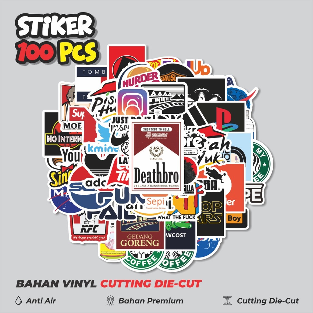 

Terbaru! 50 pcs Stiker Random Logo Parodi Versi 3 Dekorasi Lucu Kreatif untuk Notebook, Skateboard, HP