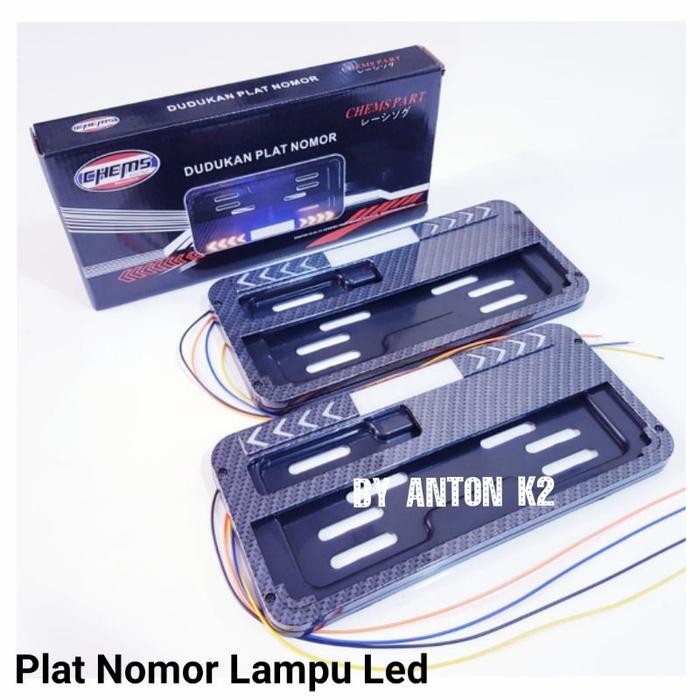 DUDUKAN PLAT MOTOR LAMPU/BINGKAI PLAT MOTOR CARBON NYALA LAMPU VARIASI - Carbon + Lampu, All Size Mo