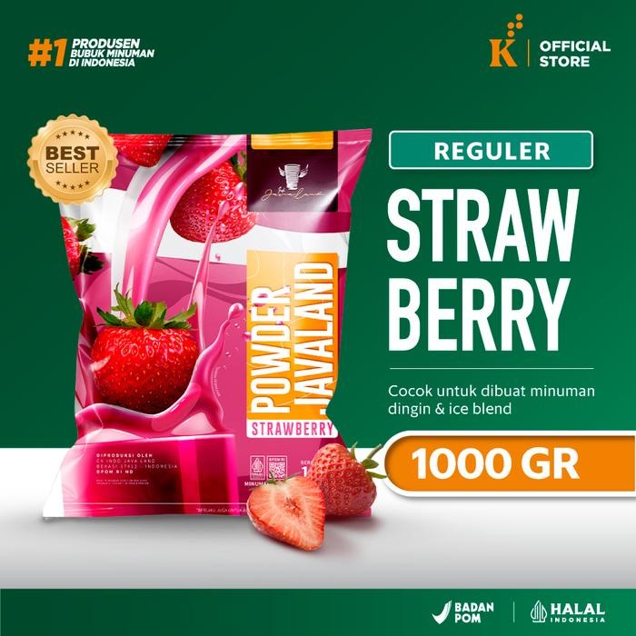 

[Best Seller] Bubuk Minuman Bubble Drink rasa Strawberry ORIGINAL Javaland 1kg - Strawberry 1kg