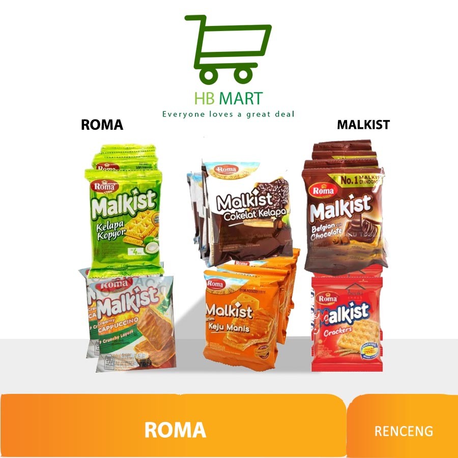 

ROMA MALKIST SACHET RENCENG KEJU CRACKERS COKELAT KELAPA CAPPUCINO KOPYOR
