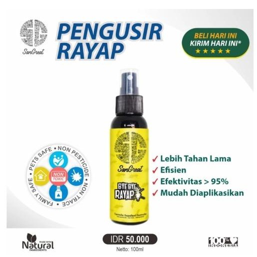 BYE BYE RAYAP Pengusir Rayap Spray 100 ML Non Pestisida ~ Spray Rayap Pembasmi Rayap Alami Semprotan