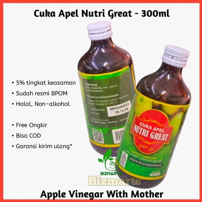 

Cuka Apel Batu Malang Original Nutri Great | Organic Apple Cider Vinegar With Mother Untuk Kesehatan