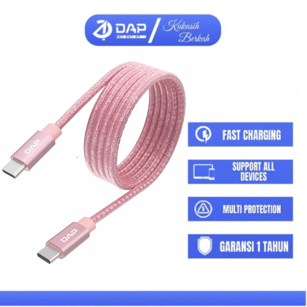 DAP DFC120 Kabel Data Type-C to Type-C 65W Fast Charging & High-Speed Transfer