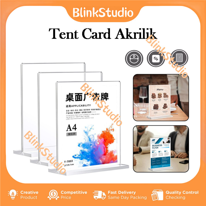 

Akrilik Tent Card Tempat Brosur Menu / Acrylic Papan Tempat Meja Minimalis Standing A6 A5 A4 / Stand Akrilik