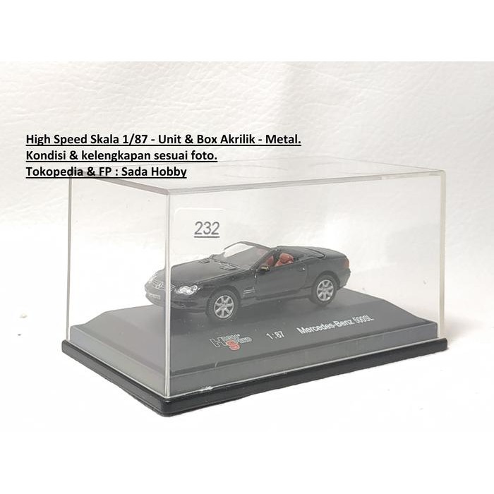 TS08 Diecast High Speed 1/87 HO Scale Mercedes Benz 500SL Cabriolet Hitam 2ND