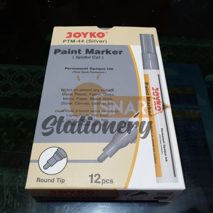 

[New Arrival] Spidol paint marker silver ptm44 joyko 1pak isi 12pc