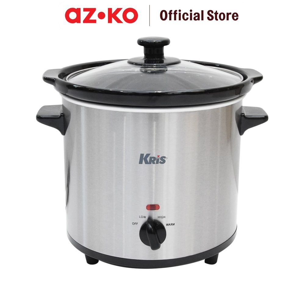 AZKO Kris 3.5 ltr Slow Cooker Round - Silver Alat Masak Kuah Sup Elektrik Peralatan Masak Perlengkap