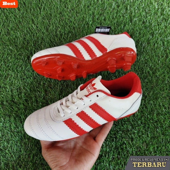 rekomendasi sepatu bola untuk kaki lebar COD Sepatu Bola Anak Bahan Kulit Adidas JR - Putih Merah, 3