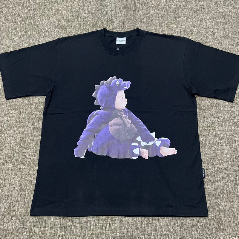 Kaos Oversize ADLV Baby Face Purple Dinosaur Tee Black Original