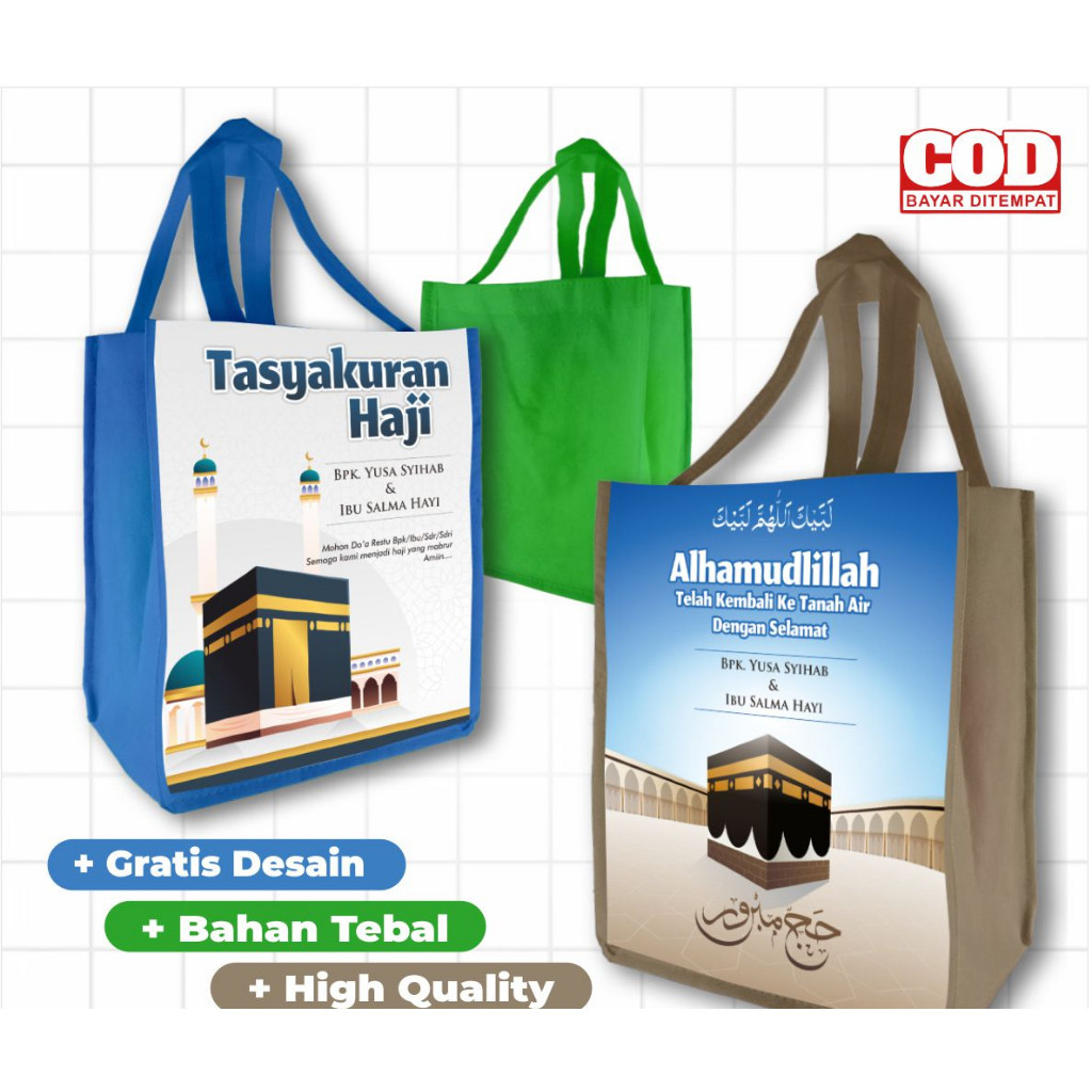 

LR Tas Souvenir Haji Umroh / Oleh-oleh / Parsel Haji / Syukuran Umroh Desain suka suka