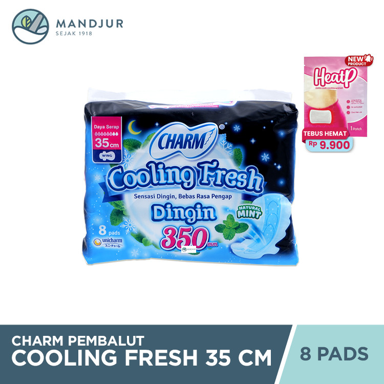 Charm Pembalut Cooling Fresh Night 35 cm 8 Pads - Pembalut Cooling Fresh 35 cm