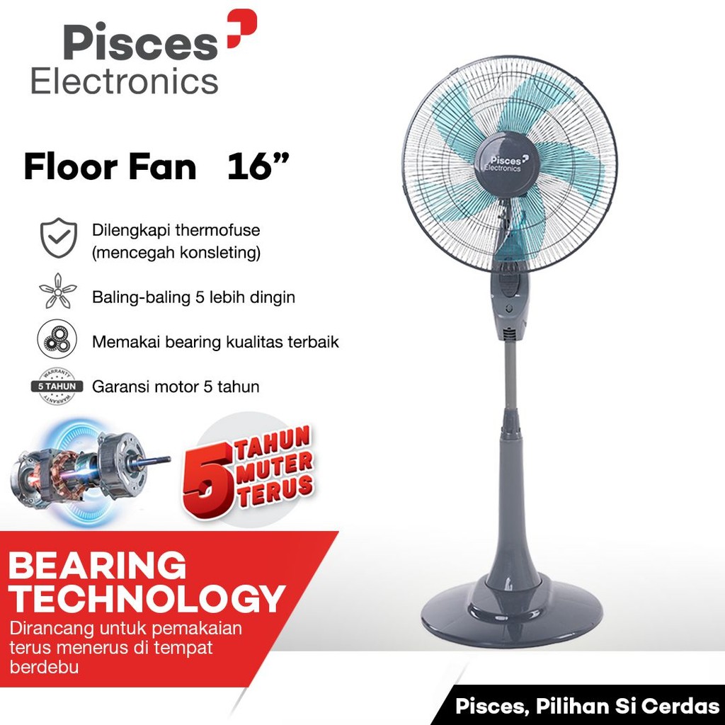 Kipas Angin 16 Inch Berdiri Stand Fan PISCES SF 1680 PRO 16"