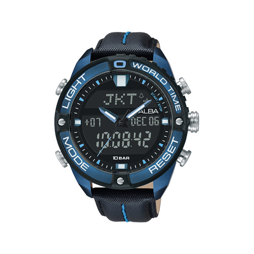 JAM TANGAN PRIA ALBA ACTIVE AZ4041 AZ4041X1 DIGITAL LEATHER STRAP