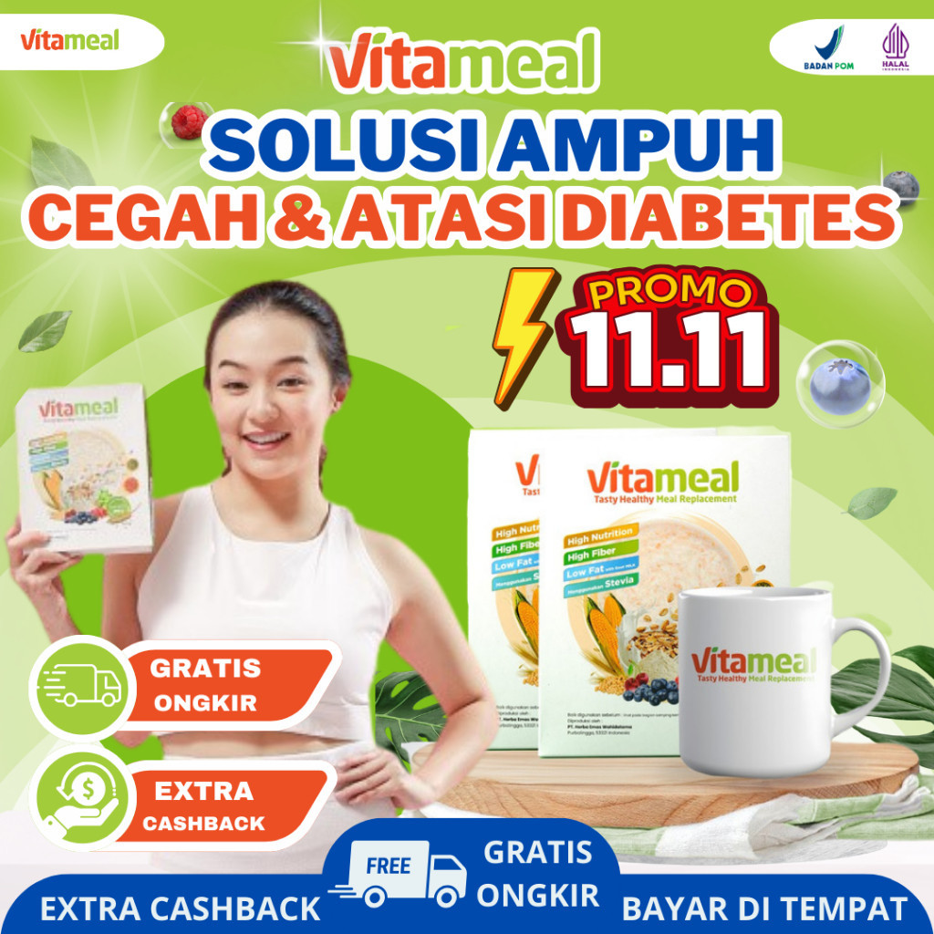 

VITAMEAL - Sereal Sehat Bantu Turunkan Gula Darah Cegah & Atasi Diabetes, Suplemen Makanan Diet PastiOri