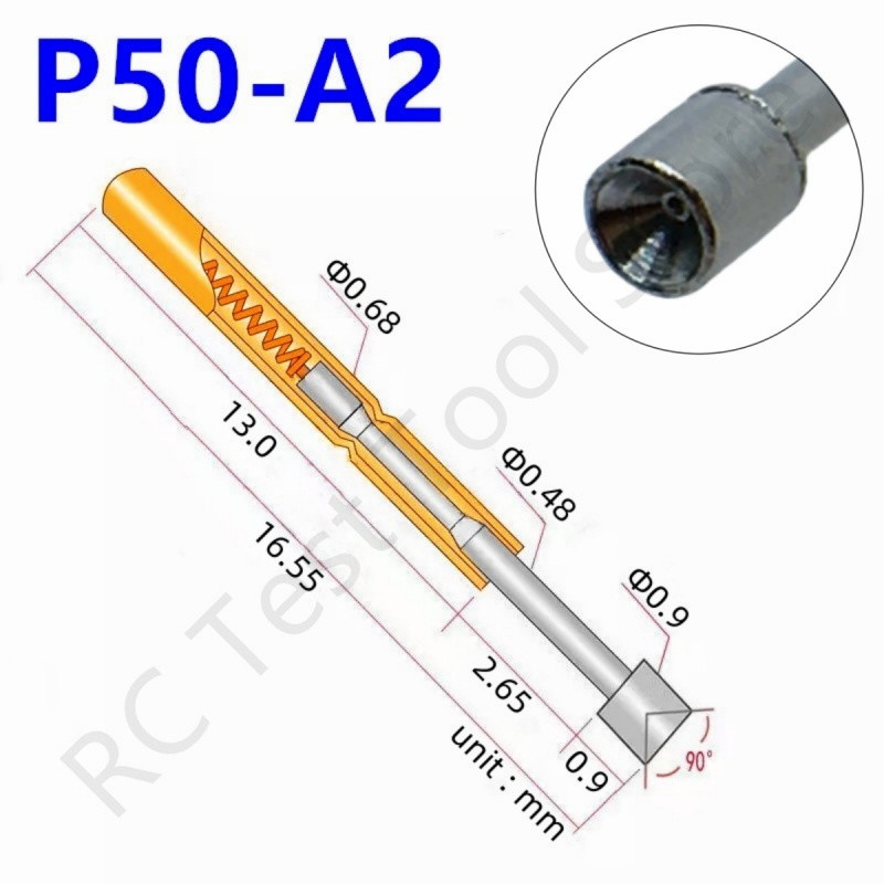 100/200PCS P50-A Spring Test Probe P50-A2 Round Tip Pogo Pin Tool Probe Nickel Plated Test Probe Nee