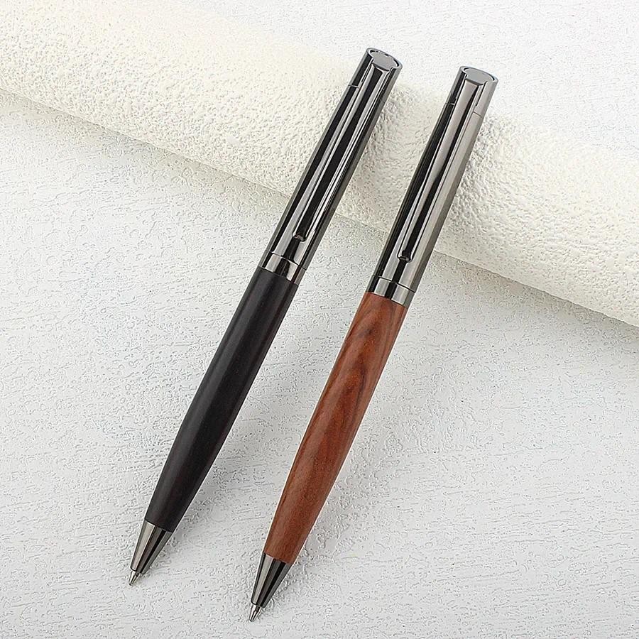 

1 luxury Premium Metal Ballpoint Pen with Wood Barrel for Smooth Writing Experience and High-End Design-Blue Ink-Office-With bag