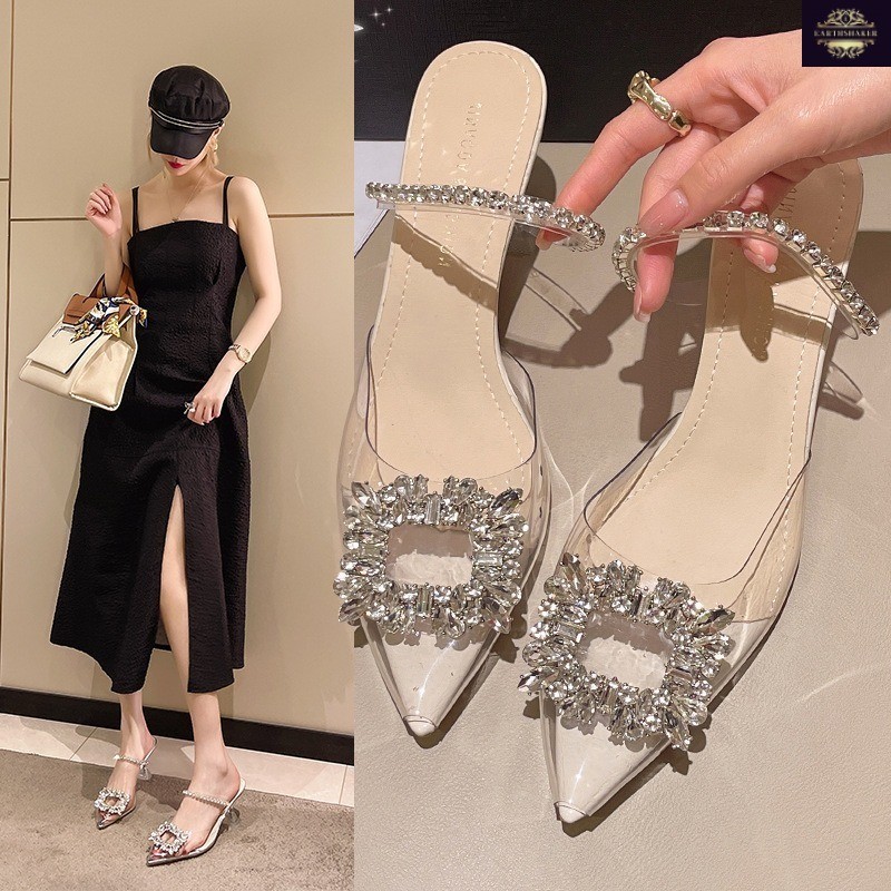 FINDAL Sepatu Hak Kaca Wanita High Heels Transparan Import Elegan Hils Bening HI-056