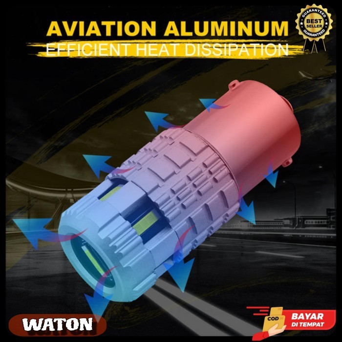 (AD) LAMPU LED MOBIL T20 7440 BA15S CHIP CSP 1860 6 SMD CANBUS - KUNING GOLD, T20 7440