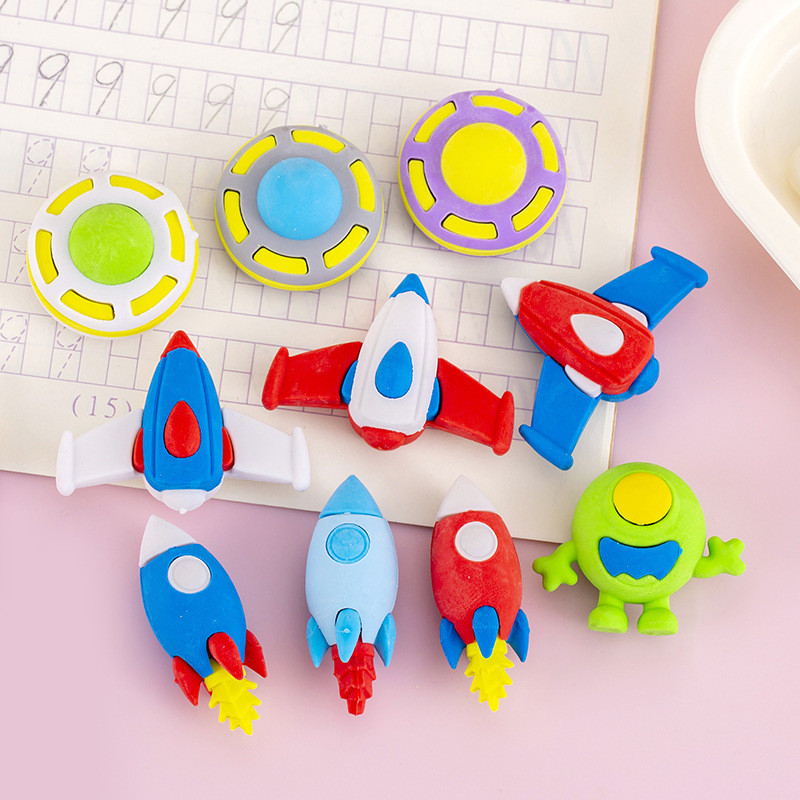 

5pc Aerospace Series Creative Cute Pencil Eraser Children's Removable Eraser Student Stationery Supplies