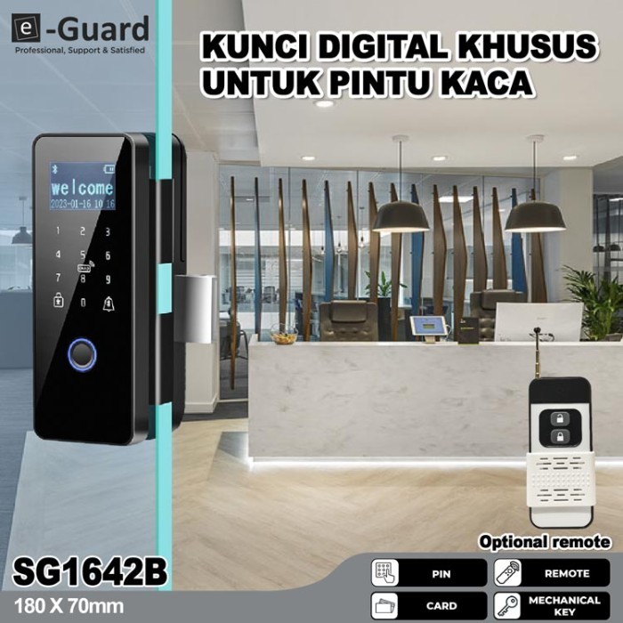 

e-Guard SG42B Smart Fingerprint Digital Glass Lock Kunci Pintu Kaca