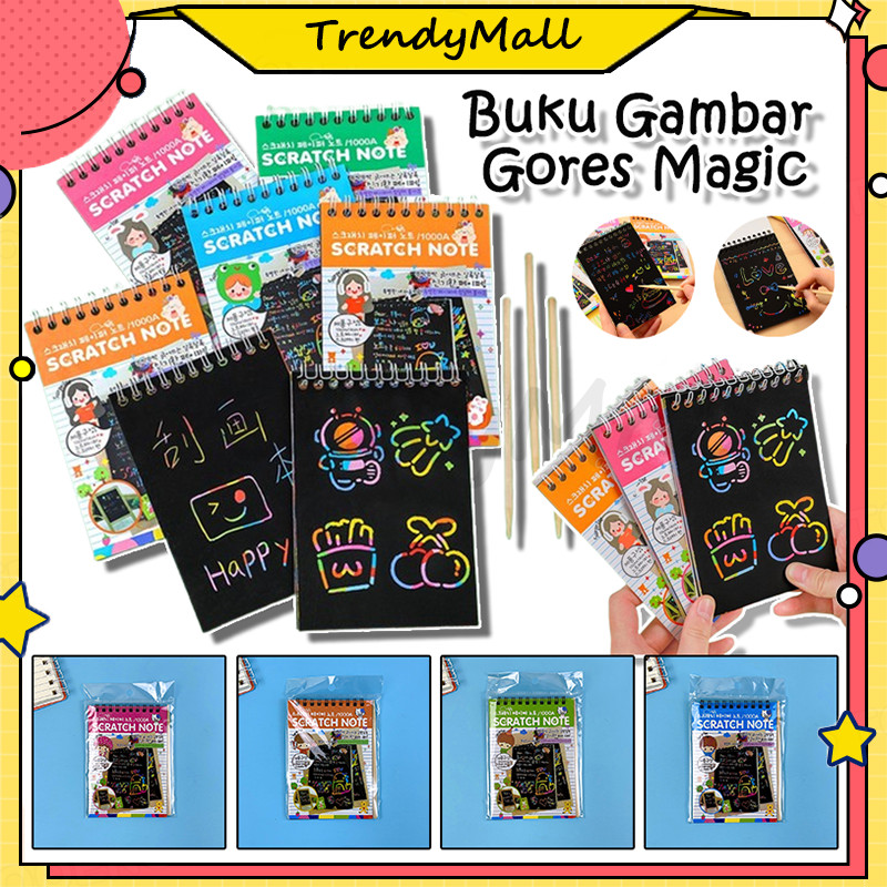 

Buku Gambar Gores Magic/Scratch Note Mini / Buku Sktesa Warna-Warni Tulis Gores Ajaib Colourfull