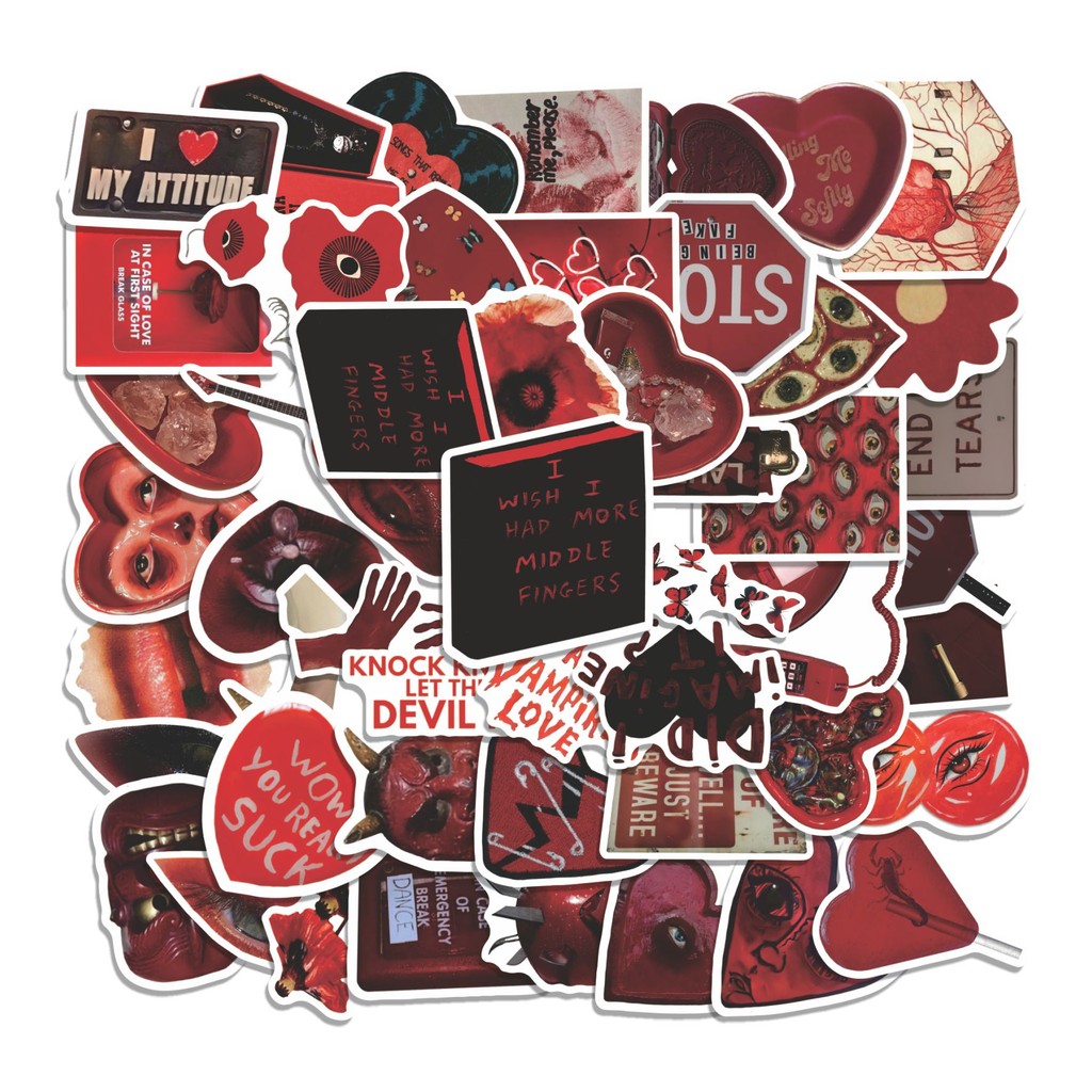 

COD 50 Pcs Stiker Vintage Red Lucu Anti Air Untuk Dekorasi Notebook Sepeda Skateboard Handphone