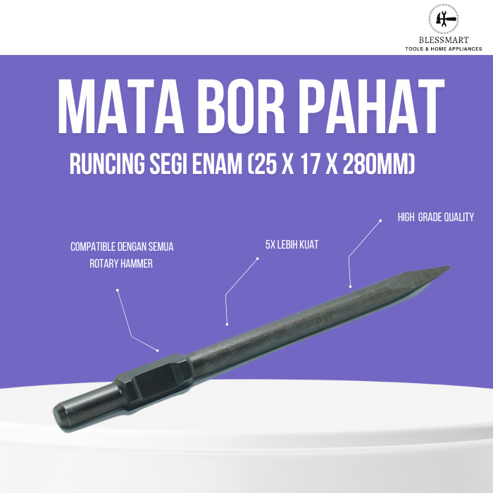 RYU HEXAGON POINTED CHISEL 25 X 17 X 280 MM