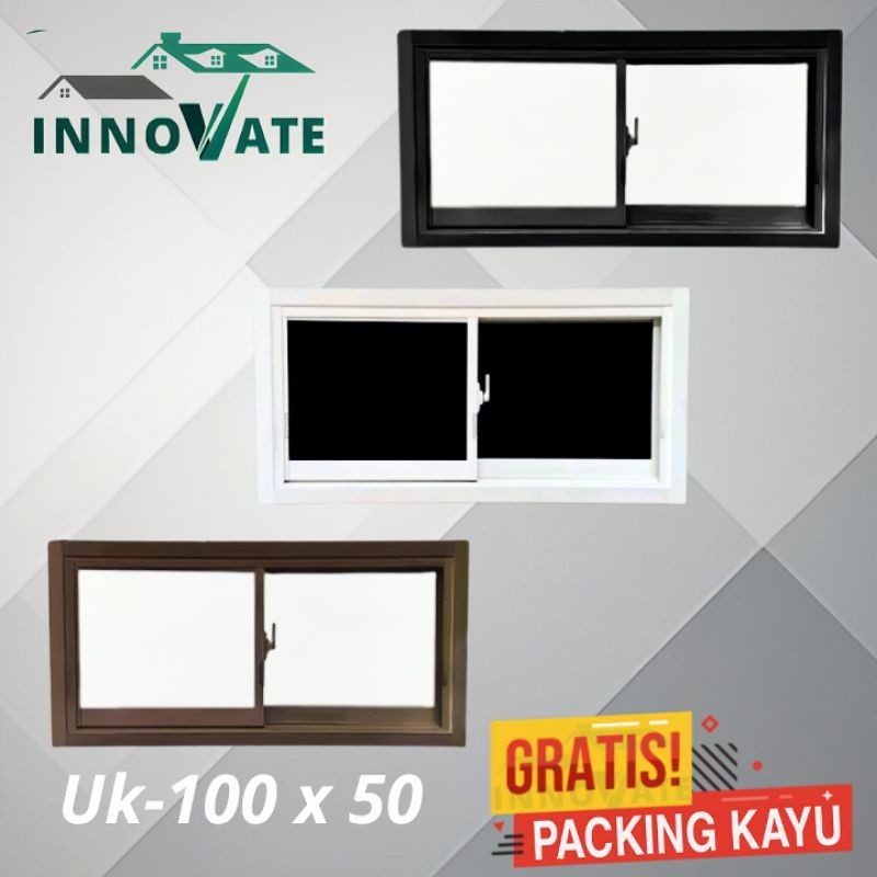 Kusen jendela Sliding aluminium  100 x 50 FREE PACKING KAYU