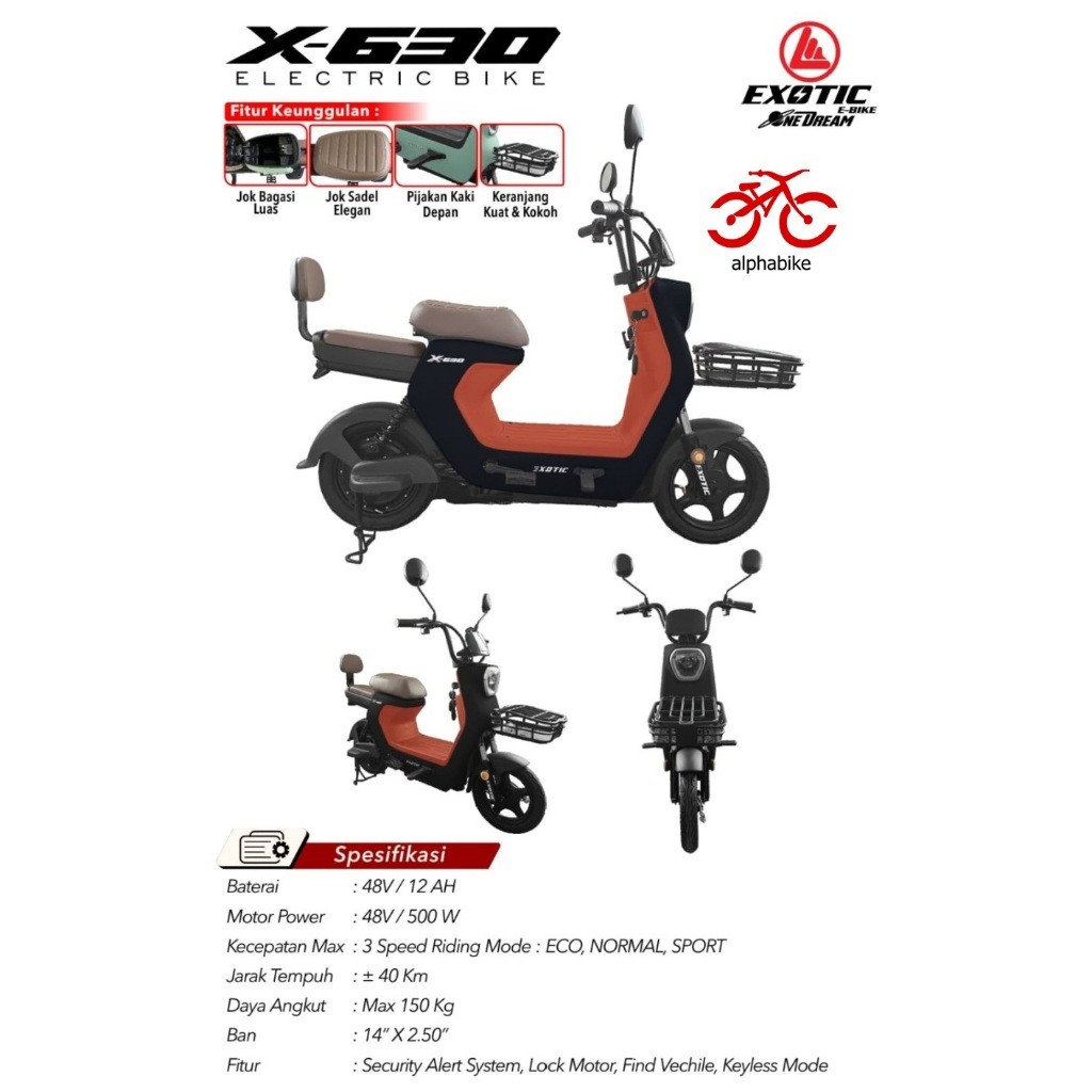 SEPEDA LISTRIK EXOTIC X-630 X630 E-BIKE EBIKE EXOTIC X630 || EXOTIC BROSWAY 5.0 || EXOTIC X-610 X610