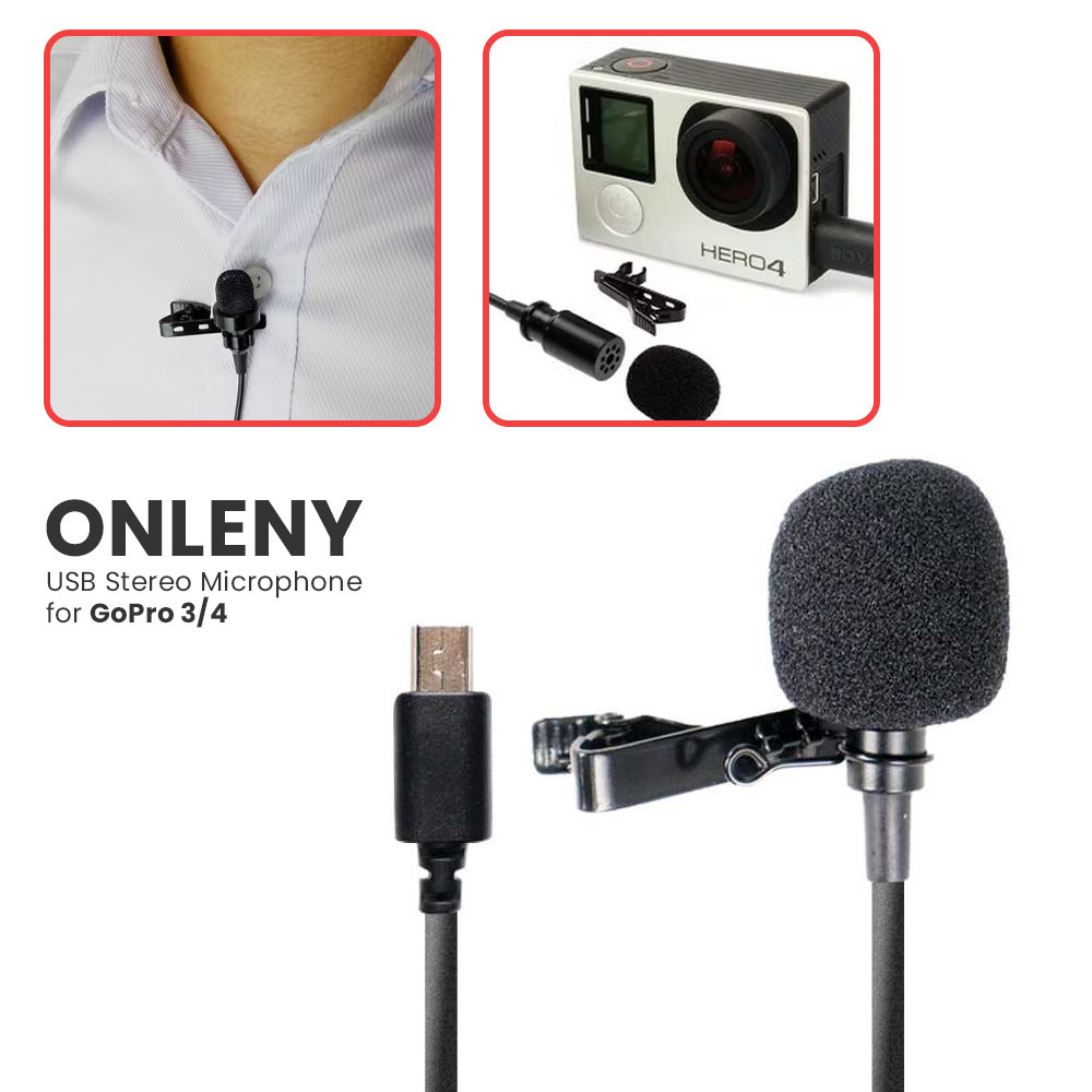 

- ONLENY USB Stereo Microphone for GoPro 3/4 with Clip - DZ0288 -