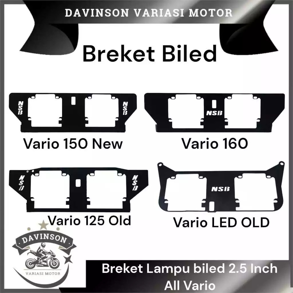 TERLARIS Breket Dudukan Lampu Projie Biled 2,5 inch HID Vario 160/Vario 125 OLD/Vario LED OLD/Vario 