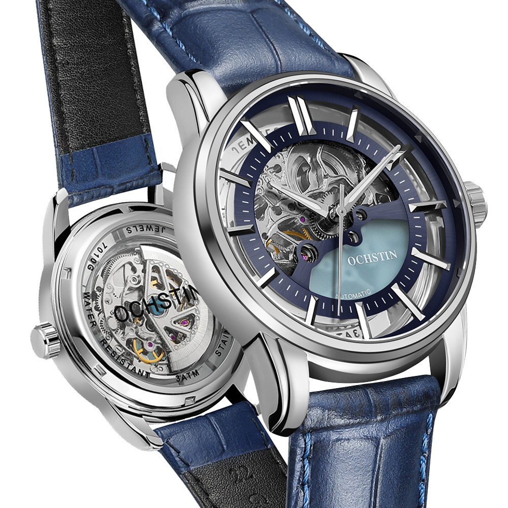 OCHSTIN Men's Watch Mechanical Luxury Automatic Wristwatch For Man Skeleton Transparent Stainless St
