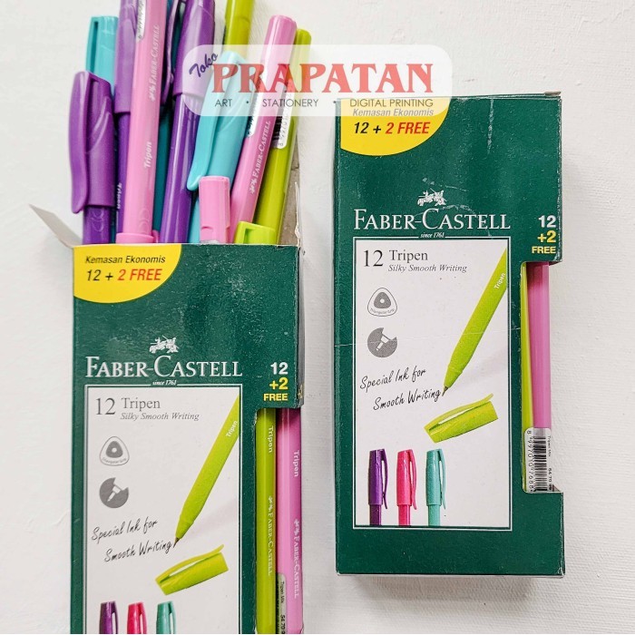 

Faber Castell Tripen 0.7mm | 1 BOX ISI 12PCS + 2 FREE | Ballpoint | Pulpen Pena - 2BOX