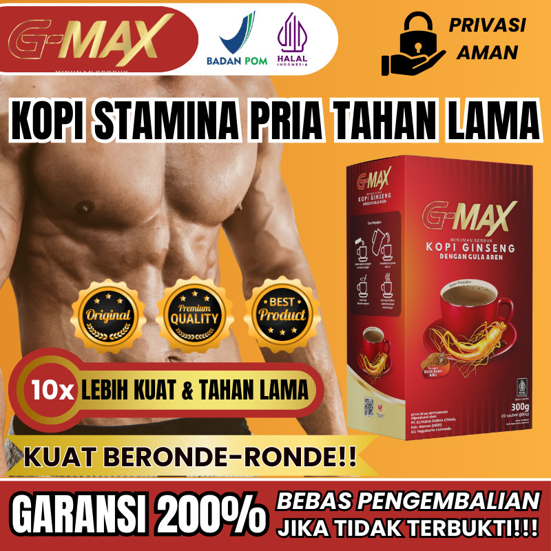 

G-MAX Kopi Stamina Kuat Pria ketahanan lebih lamaa Extra Gingseng Original BPOM Privasi Aman