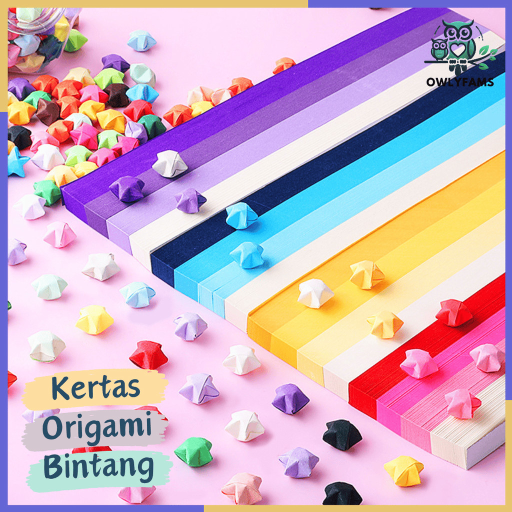 

540pcs Kertas Lipat Origami Bintang Warna Warni DIY Lucky Paper untuk Hiasan Buket dan Dekorasi