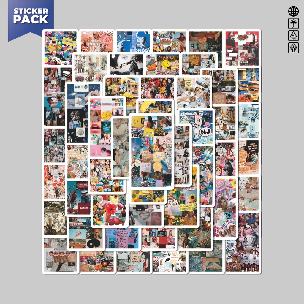 

[100PCS]Stiker Pack Stiker Splice Mosaic Art Versi 1 Aesthetic Vinyl Anti Air Dekorasi Sticker Laptop Buku Journal Koper Helm Casing HP Gitar Helm Skateboard