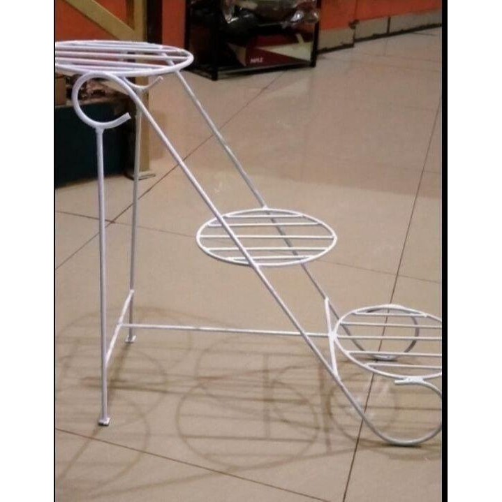 Rak tanaman 3 susun / rak pot bunga besi /rak tanaman hias - Hitam