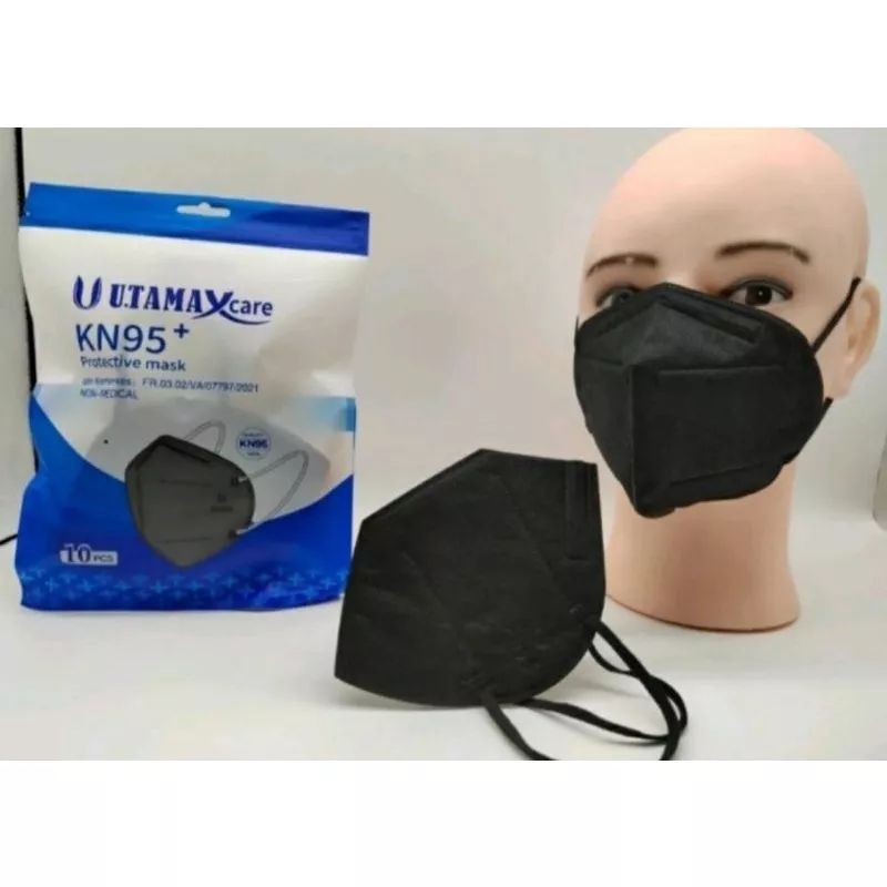 10pcs Masker KN95 UTAMA Protective Mask 5Ply Hitam