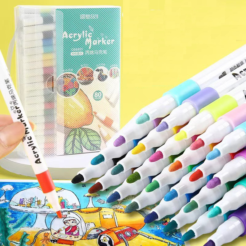 

1 SET 12 & 24 WARNA PEN ACRYLIC MARKER WATERPROOF SUMDGEPROOF BISA UNTUK LUKIS DI BAJU, SEPATU DLL