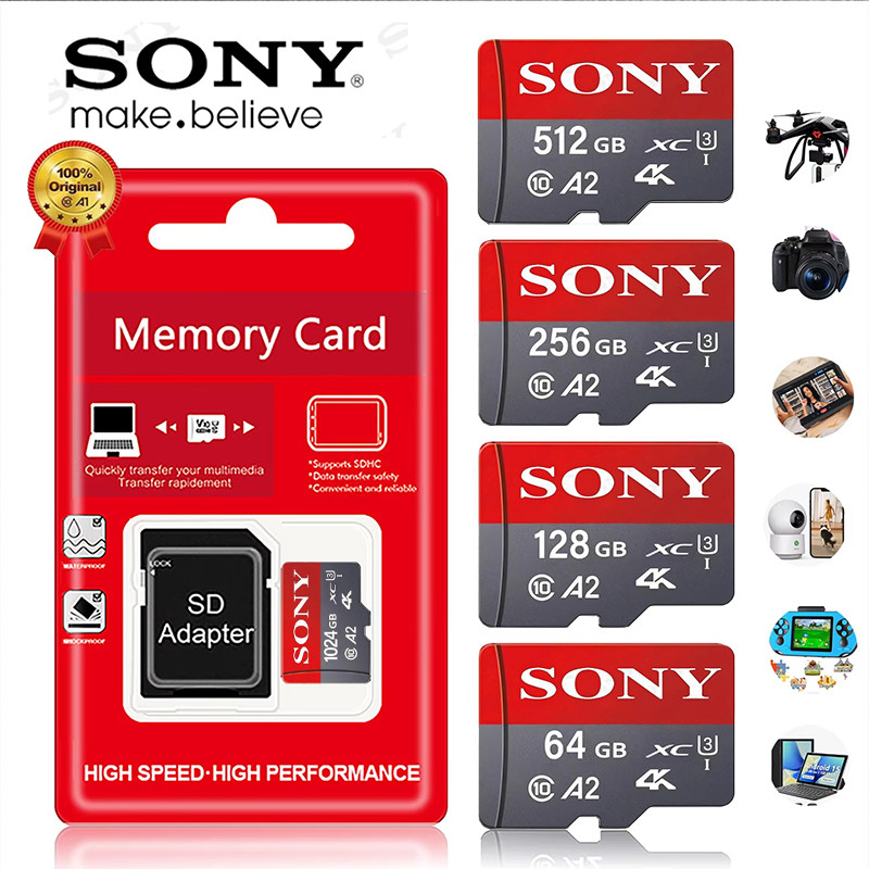 Sony MicroSD 1TB 512GB 256GB 128GB 64GB Memory Card U3 V30 A2 Read Speed Up To 130MB/s Gaming Consol