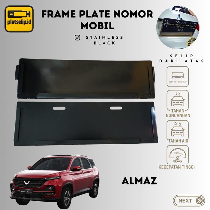 Luxury Black Series Tatakan Dudukan Plat Nomor Mobil Model Slip On For Wuling Almaz Accessories Car